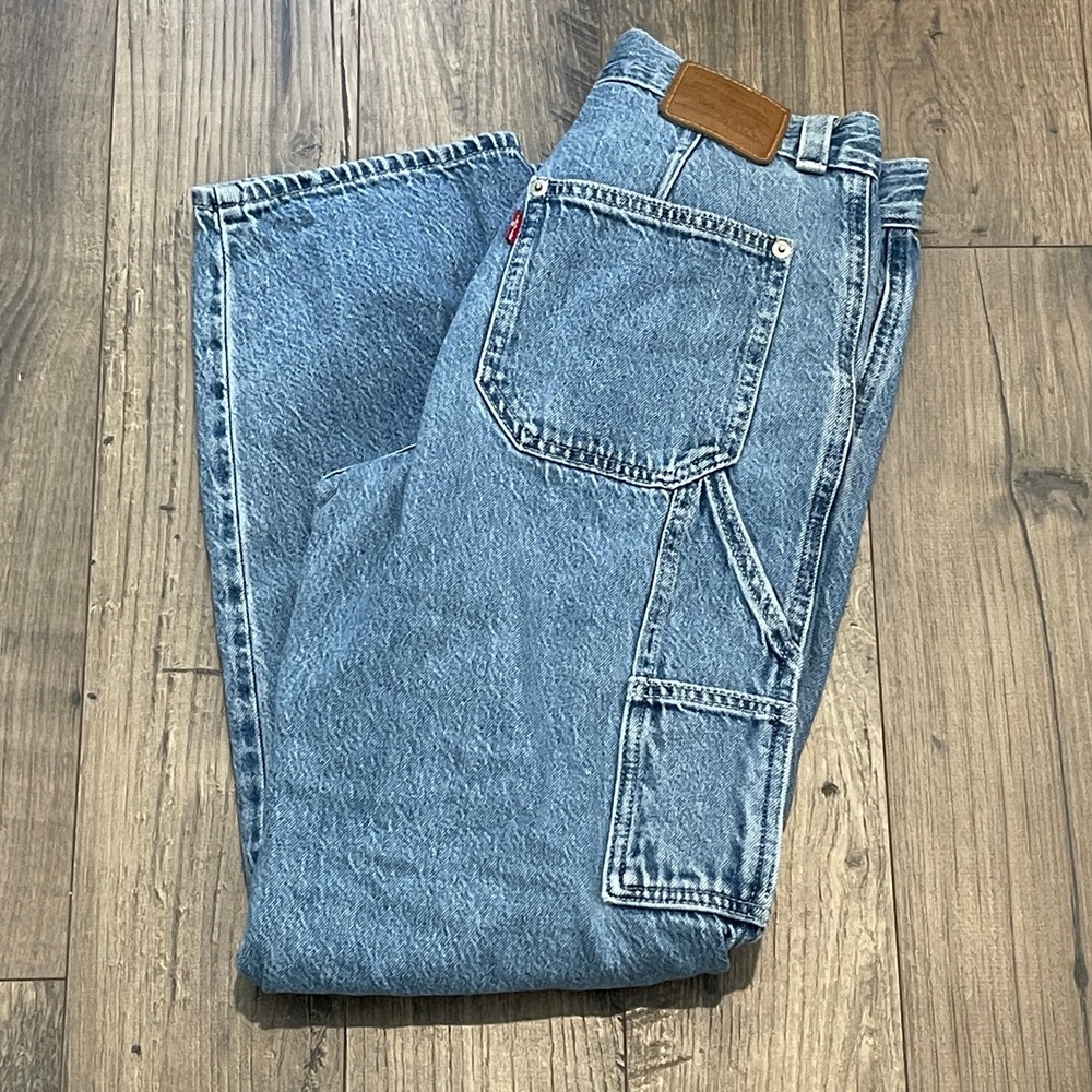 Levis Premium Dad Utility Jeans Womens 24 Light Wash Relaxed Carpenter Pants